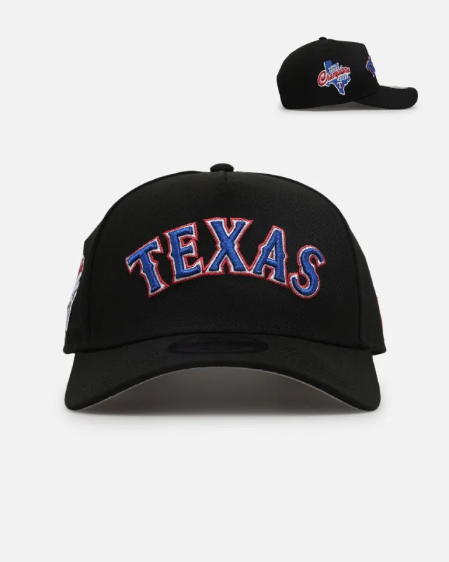 New Era Texas Rangers 'Metallic Wordmark' 9FORTY A-Frame Snapback Black sold by Culture Kings
