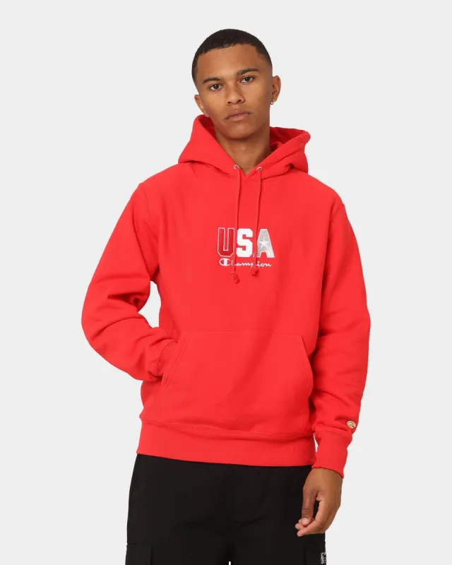 Champion Reverse Weave USA Hoodie Red Spark Csi sold by Culture Kings