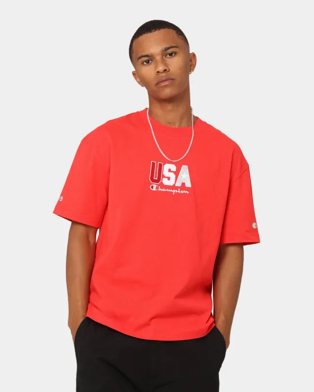 Champion Heritage USA Small Logo T-Shirt Red Spark Csi made by Culture Kings