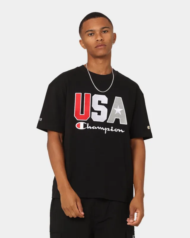 Champion Heritage USA Large Logo T-Shirt Black sold by Culture Kings