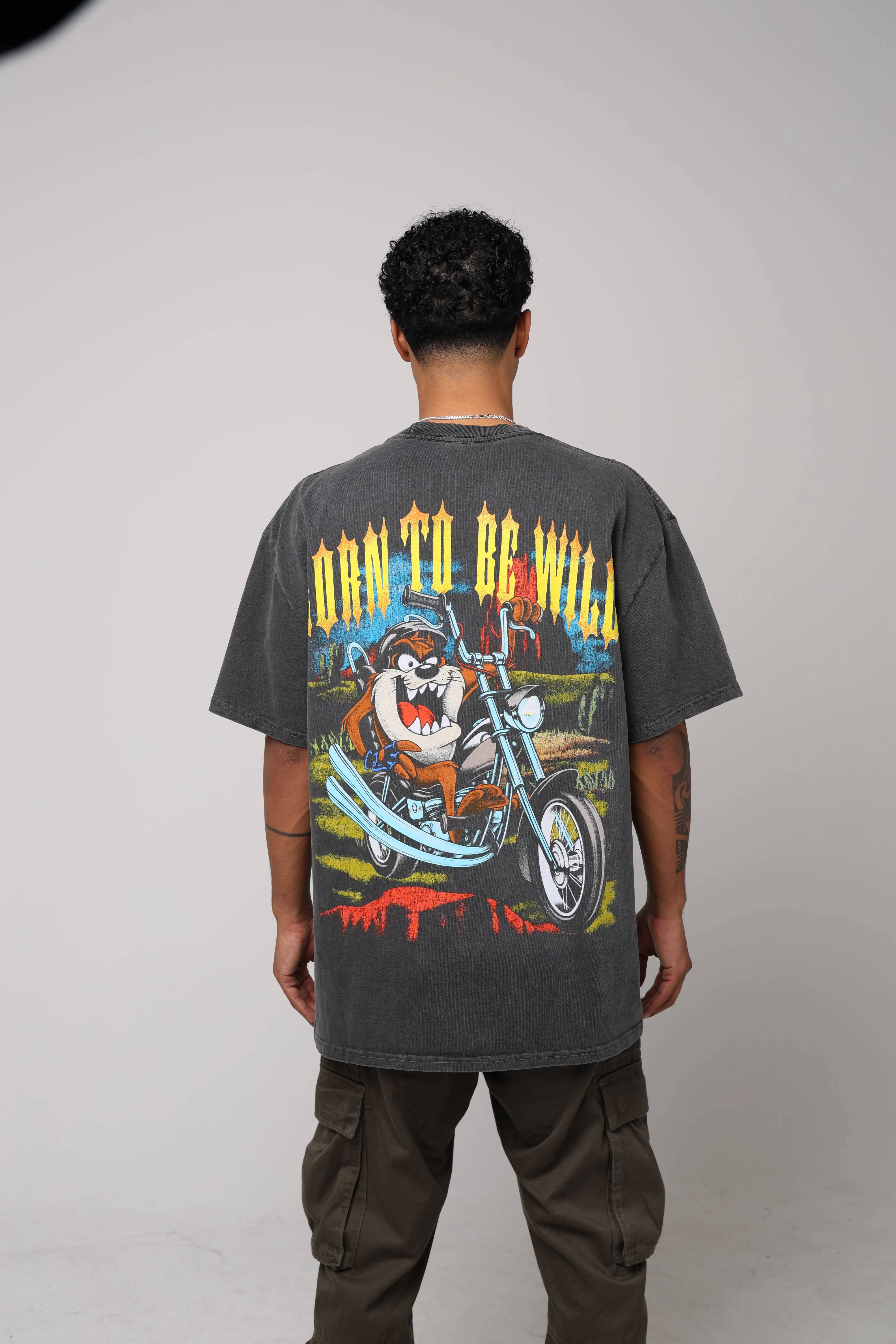 American Thrift X Looney Tunes Taz Motorcycles Heavyweight Vintage T-Shirt Black Wash sold by Culture Kings product image thumbnail 5