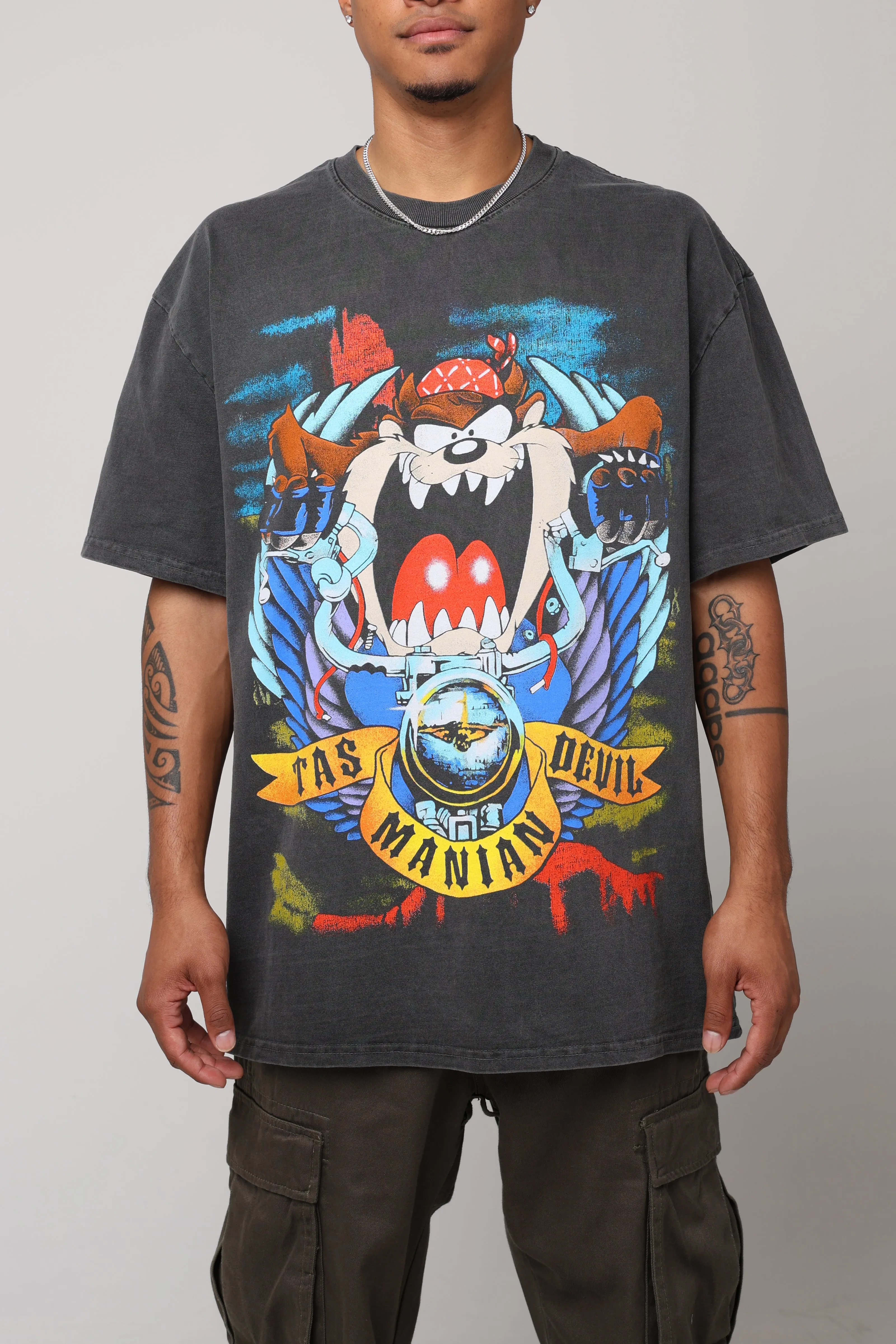 American Thrift X Looney Tunes Taz Motorcycles Heavyweight Vintage T-Shirt Black Wash sold by Culture Kings product image thumbnail 4