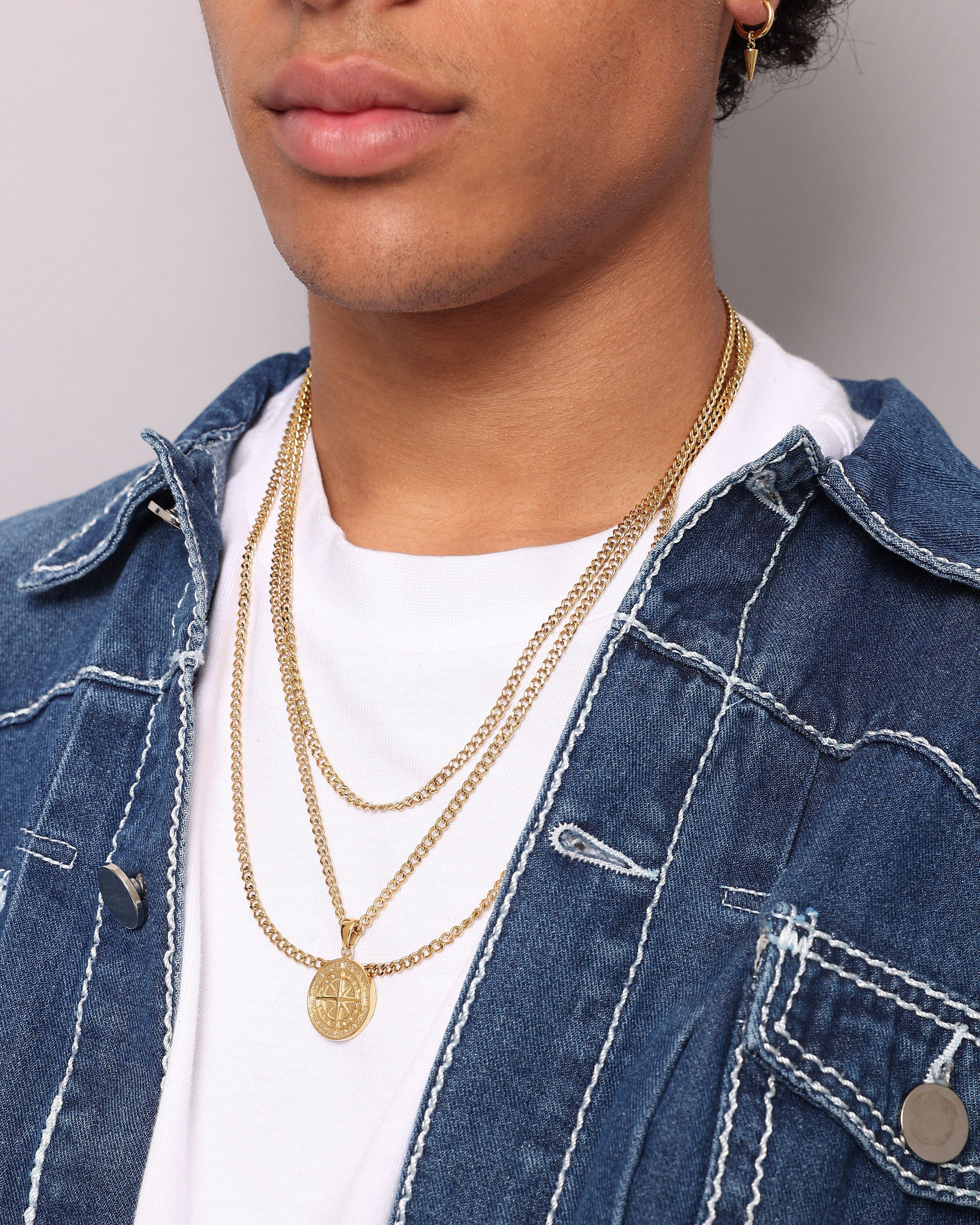 NXS Compass Necklace Set Gold sold by Culture Kings