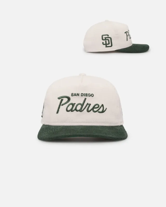 New Era San Diego Padres 'Currency Corduroy' Golfer Pre-Curved Snapback Chrome White sold by Culture Kings