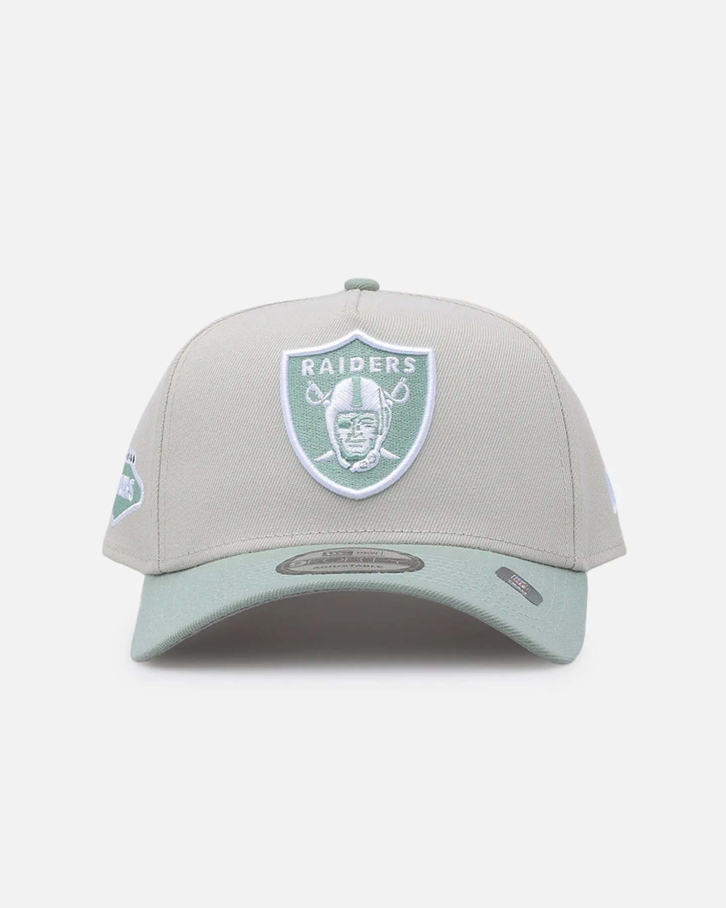 New Era Las Vegas Raiders 'Sea Glass' 9FORTY A-Frame Snapback Stone/Green sold by Culture Kings