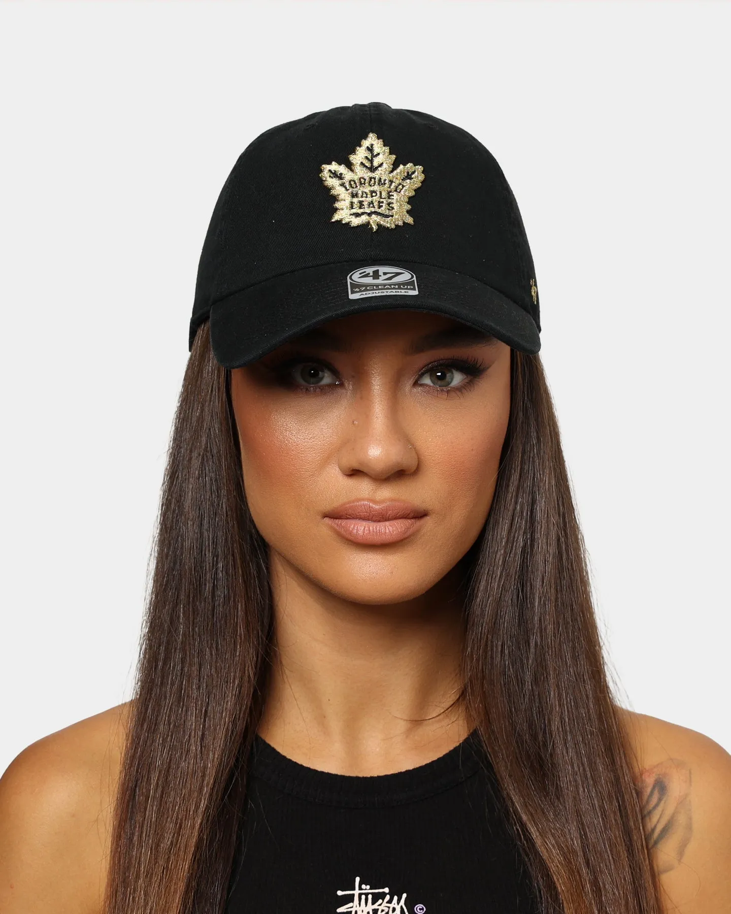 47 Brand Toronto Maple Leafs Clean Up Strapback Black/Gold sold by Culture Kings