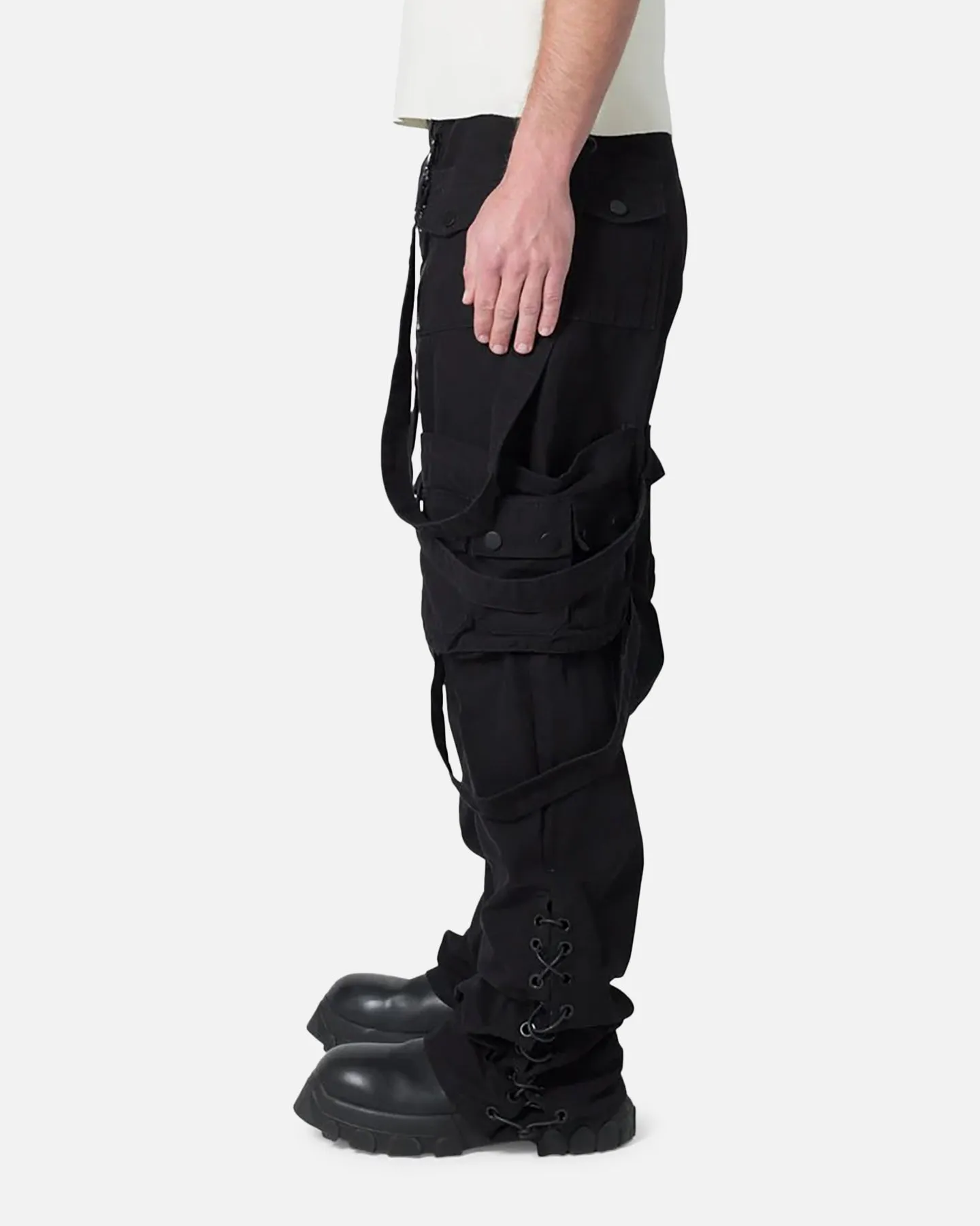 MNML Laced Up Ready Cargo Pants Black sold by Culture Kings product image thumbnail 3