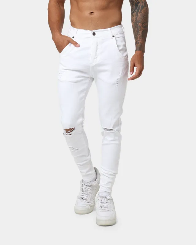 Sik Silk Distressed Denim Jeans White sold by Culture Kings