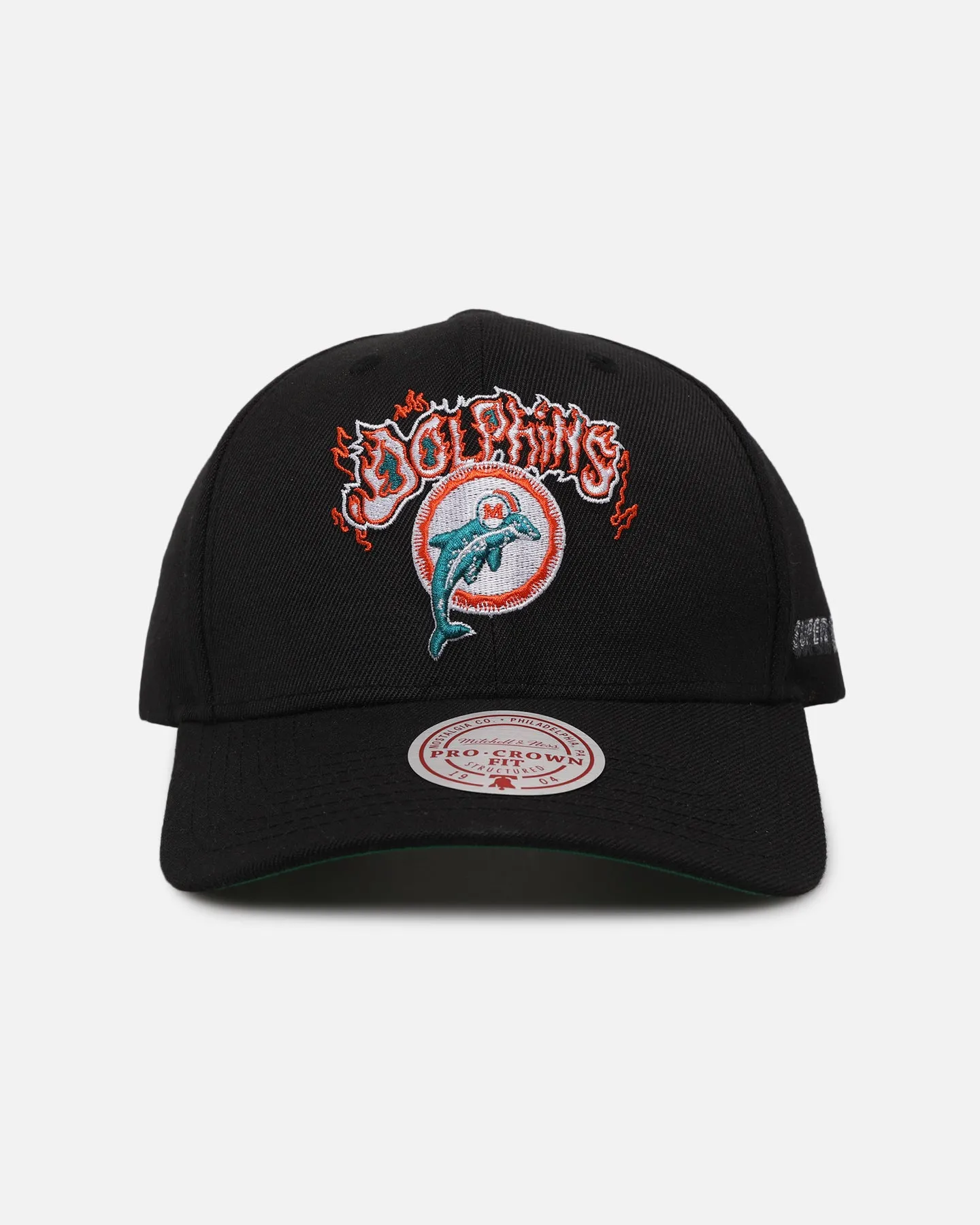 Mitchell & Ness Miami Dolphins Flames Pro Crown Snapback Faded Black sold by Culture Kings