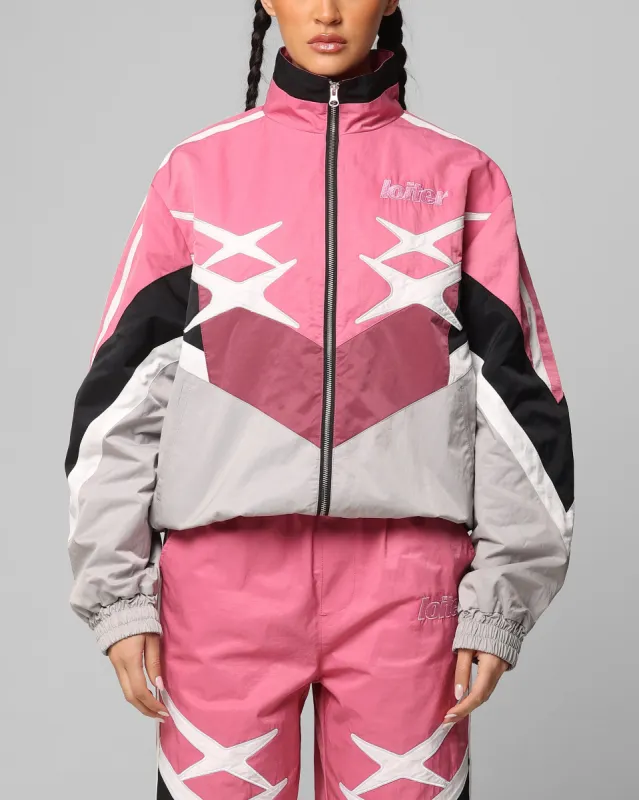 Loiter Hybrid Track Jacket Pink/Grey sold by Culture Kings