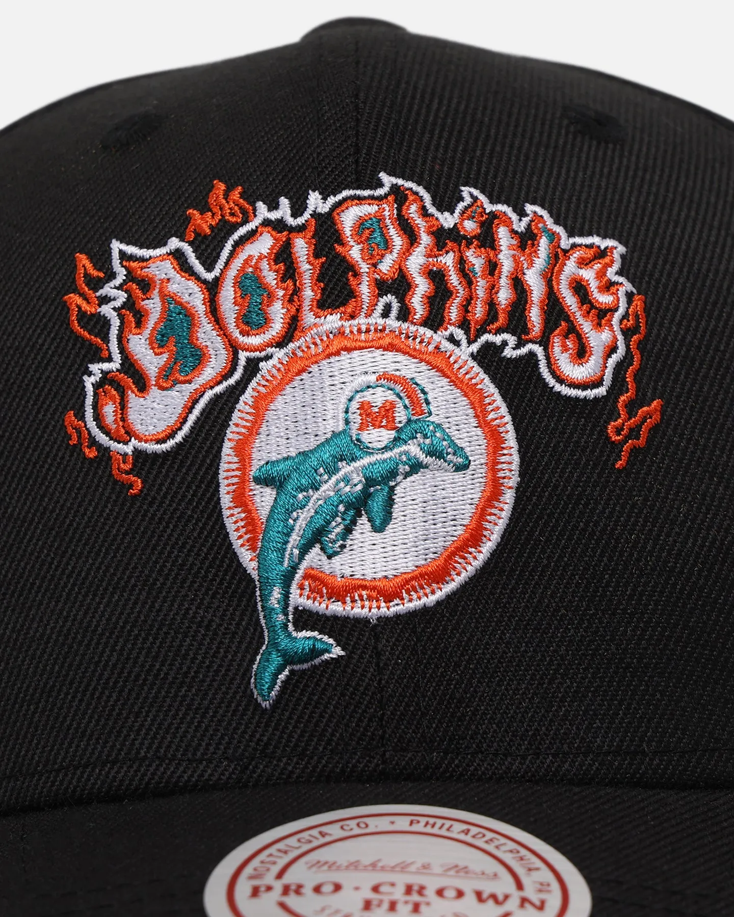 Mitchell & Ness Miami Dolphins Flames Pro Crown Snapback Faded Black sold by Culture Kings product image thumbnail 5