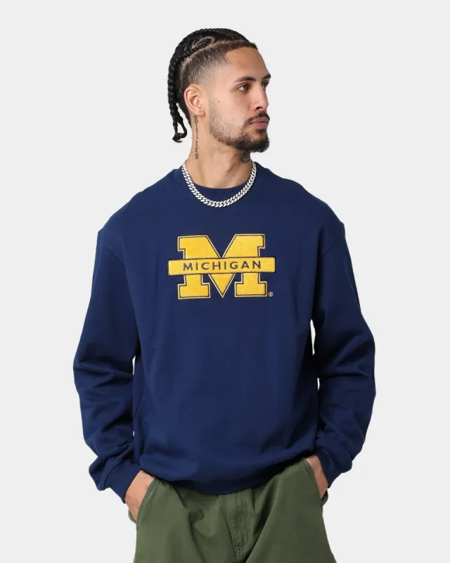National Collegiate Athletic Association Michigan Wolverines Team Logo Chenille Crewneck Navy sold by Culture Kings