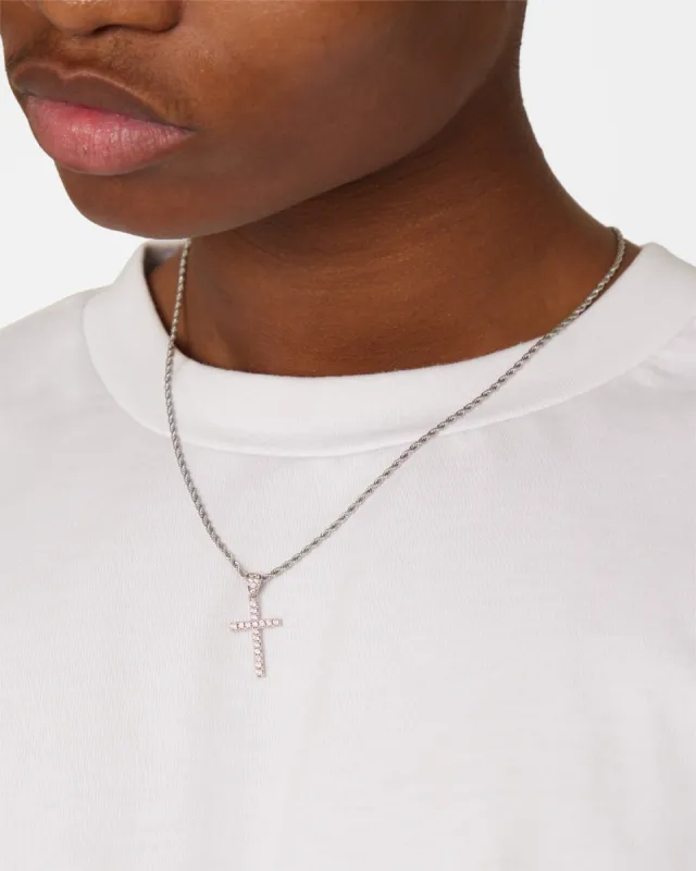 NXS Classic Mini Cross Pendant White Gold/Pink sold by Culture Kings
