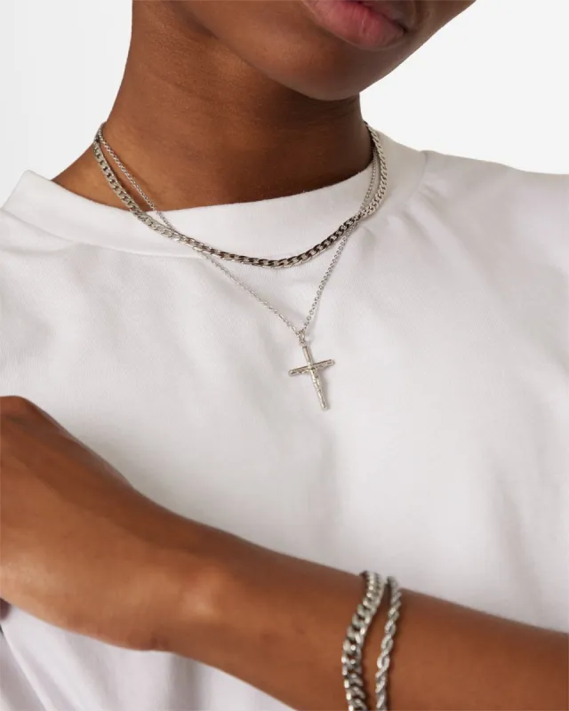 NXS Crucifix Chain Set White Gold sold by Culture Kings