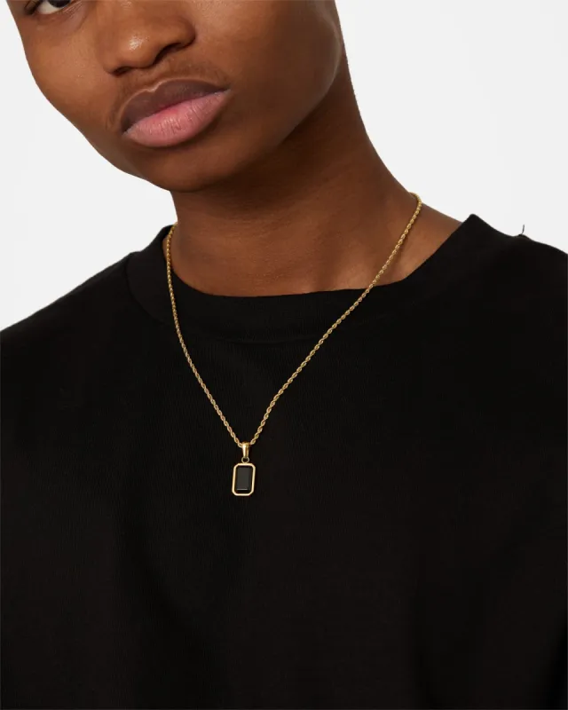 NXS Rectangle Stone Pendant Chain Gold/Black sold by Culture Kings