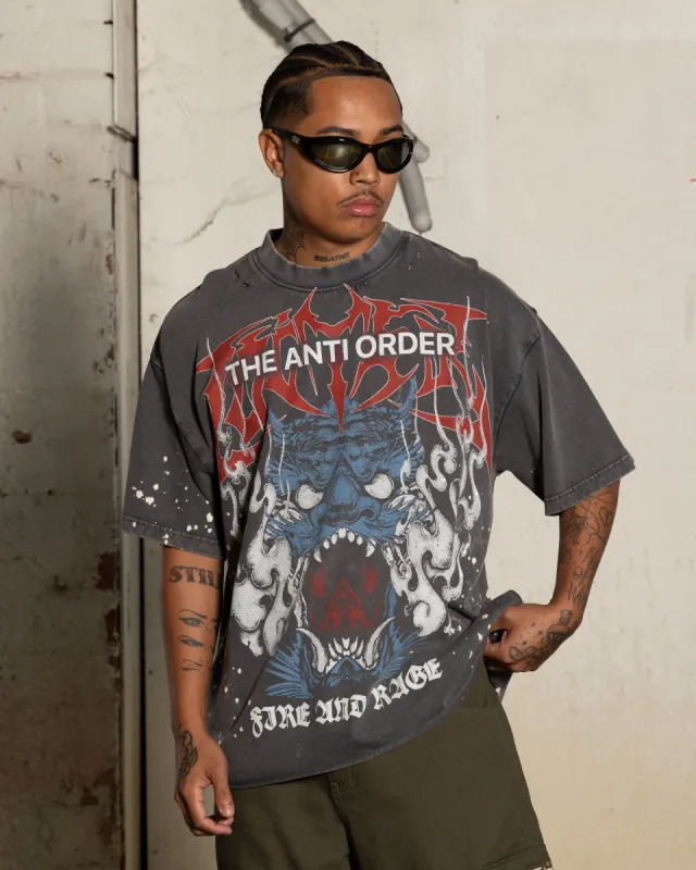 Loiter X The Anti Order Anti Human Tour Vintage T-Shirt Vintage Charcoal sold by Culture Kings