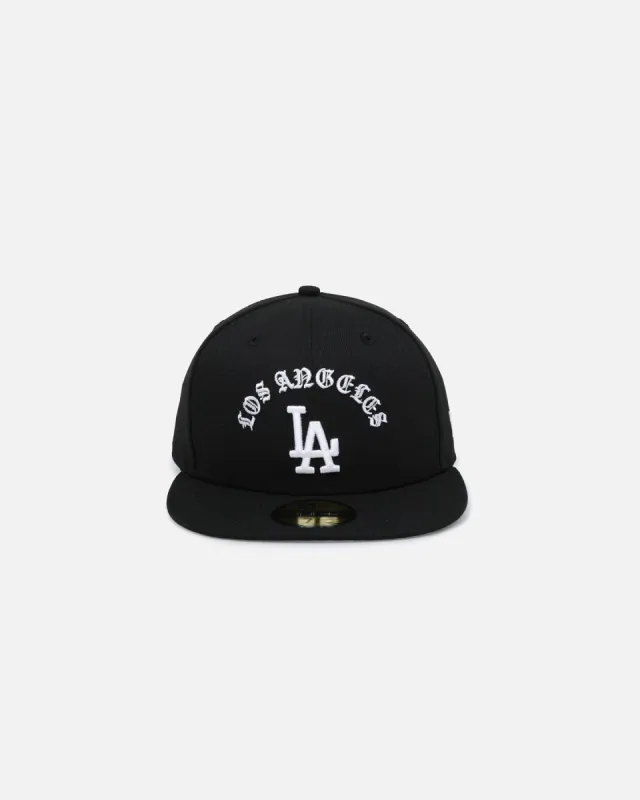 New Era Los Angeles Dodgers 'Gothic Arch' 59FIFTY Fitted Black/White sold by Culture Kings
