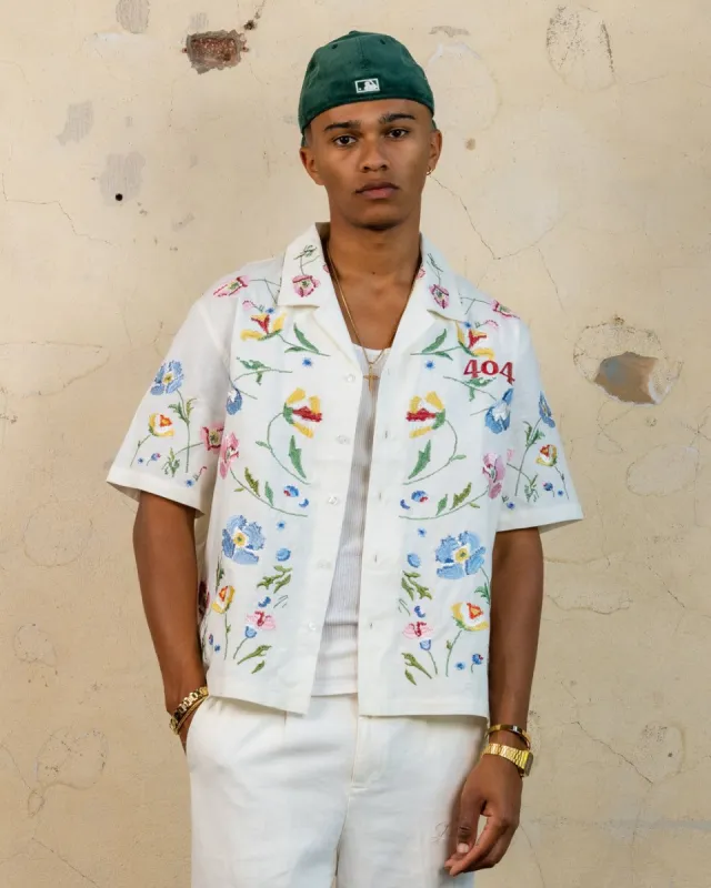 404 Midsommar Embroidered Button Up T-Shirt Ecru sold by Culture Kings