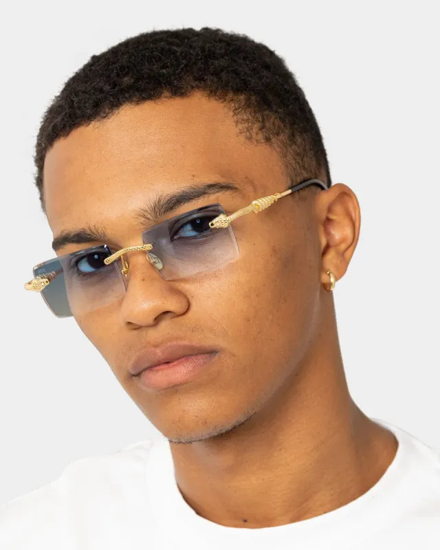 James Oro Blue Tint Serpent Authentic Sunglasses Gold/Blue sold by Culture Kings
