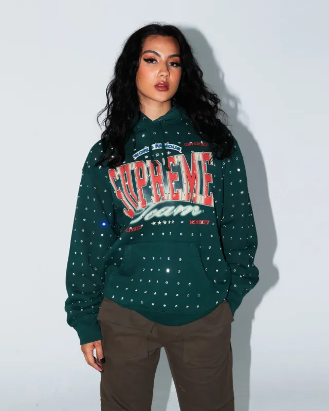 Supreme Rhinestone Hoodie Sweatshirt Dark Green sold by Culture Kings