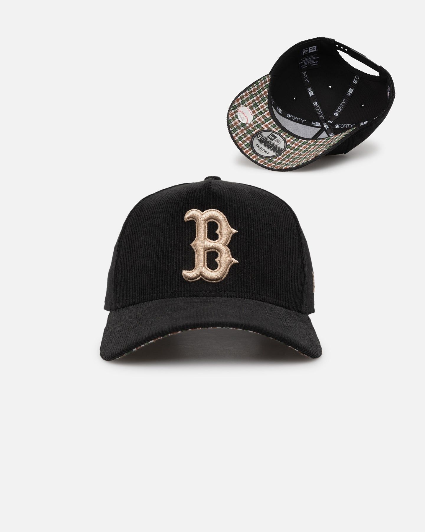 New Era Boston Red Sox 'Black Cord Plaid UV' 9FORTY A-Frame Snapback Black/Plaid sold by Culture Kings