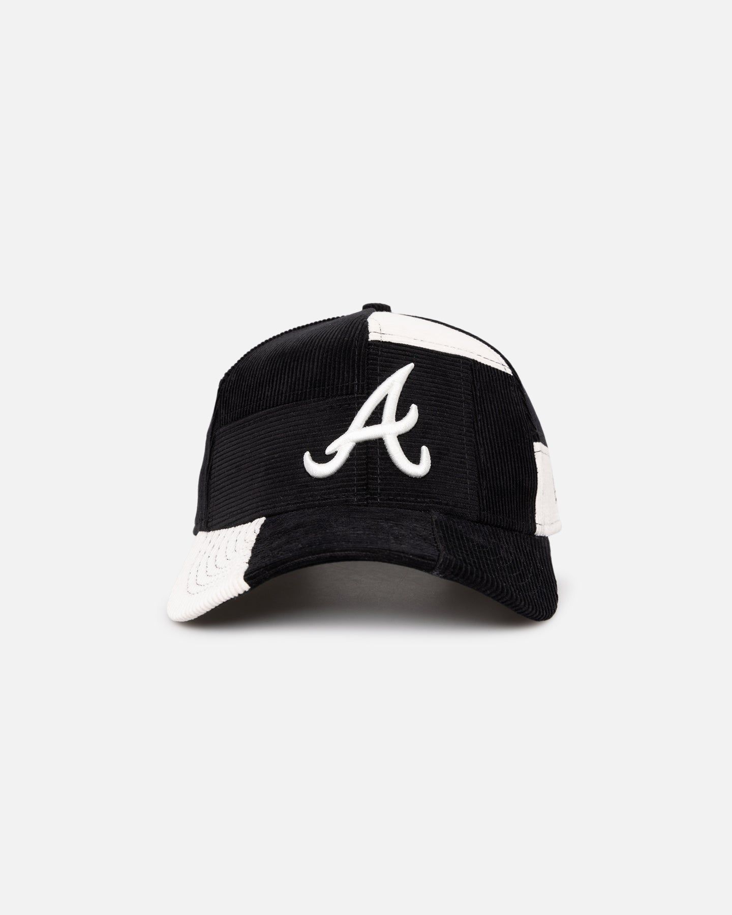 New Era Atlanta Braves 'Patchwork Corduroy' 9FORTY A-Frame Snapback Black/Cream sold by Culture Kings