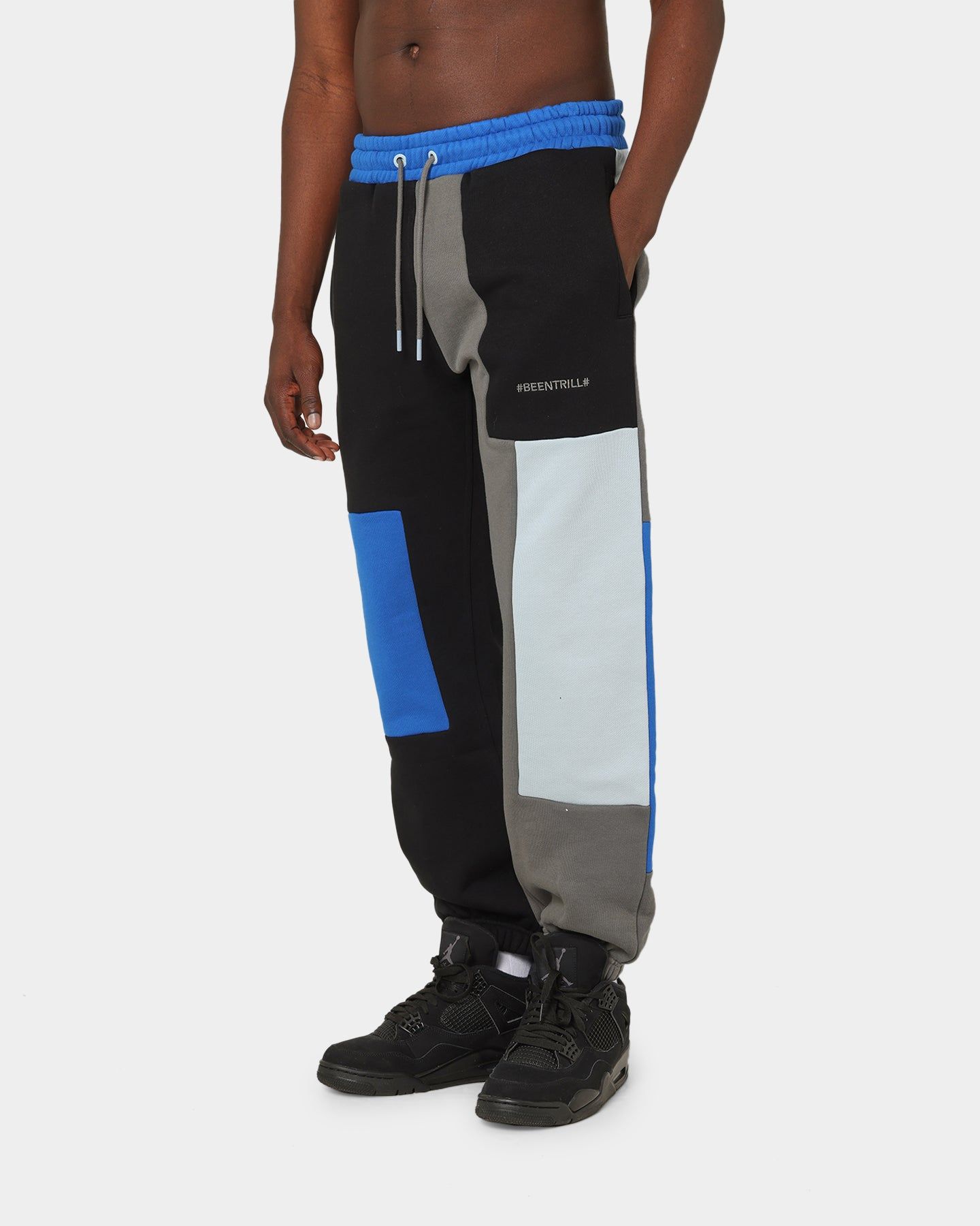 BEENTRILL Patchwork Sweat Pants Blue/Black sold by Culture Kings