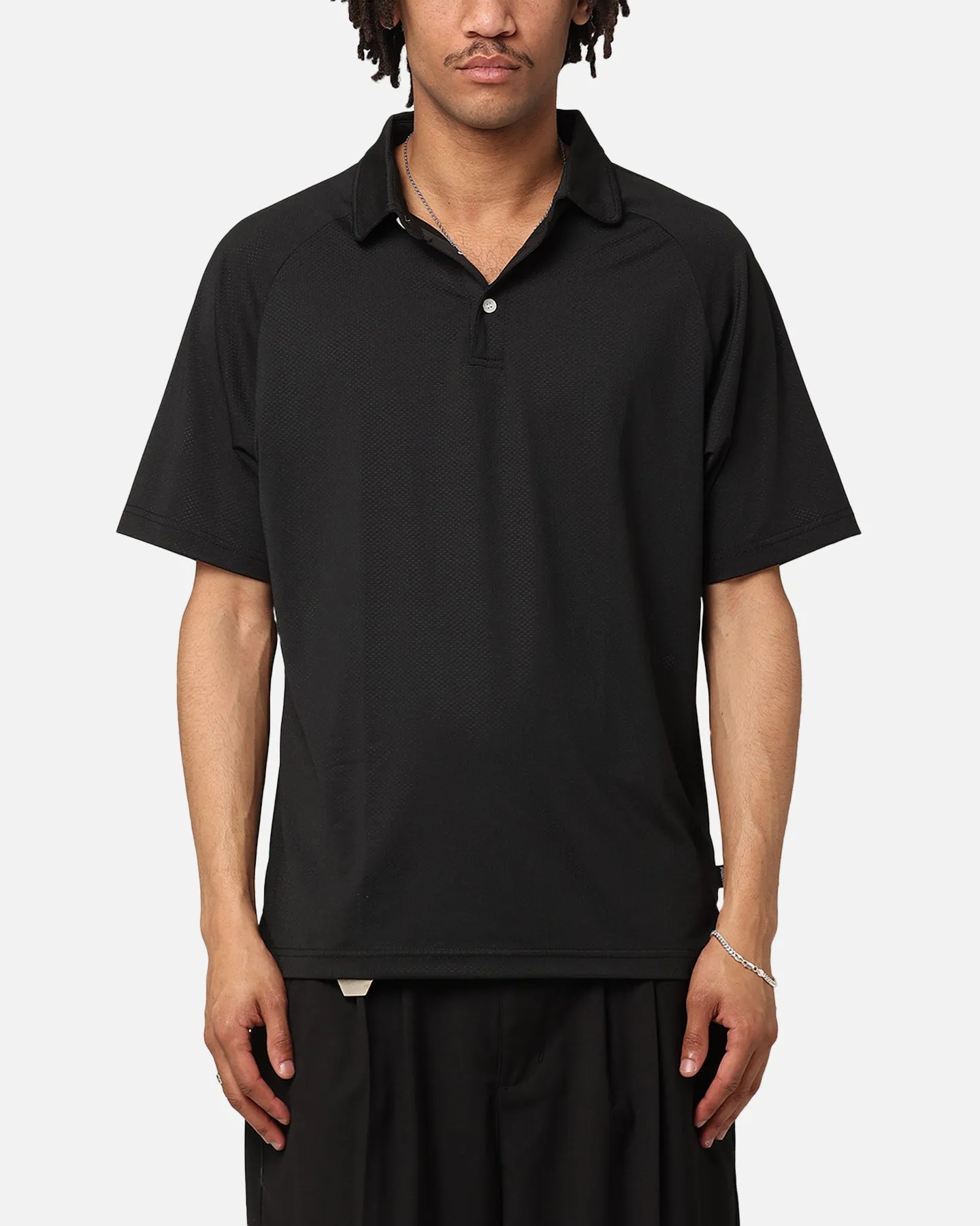 Malbon Raglan Sleeve Mesh Polo Shirt Black sold by Culture Kings
