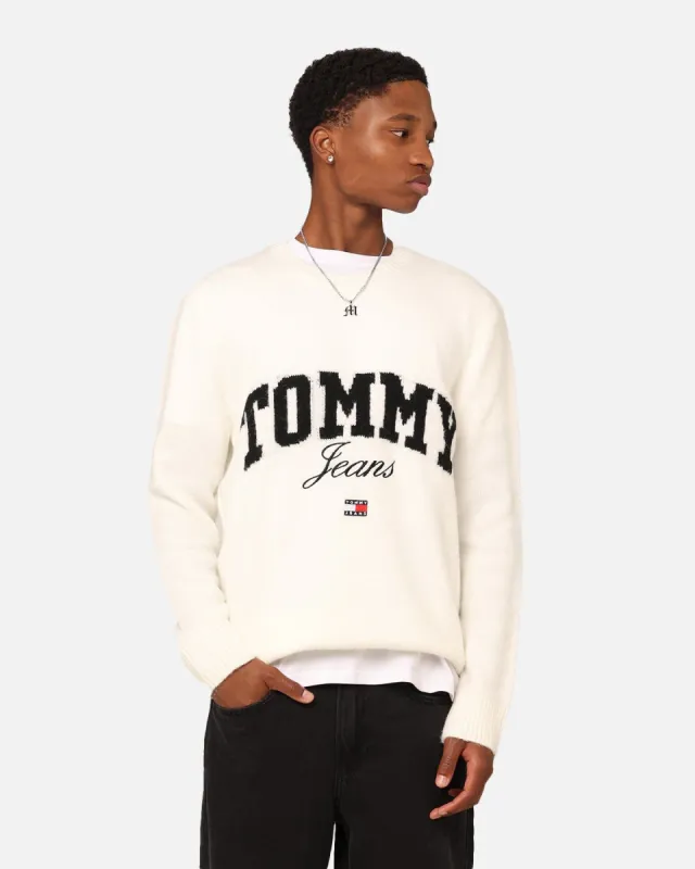 Tommy Jeans Relaxed New Varsity Sweater Ancient White sold by Culture Kings