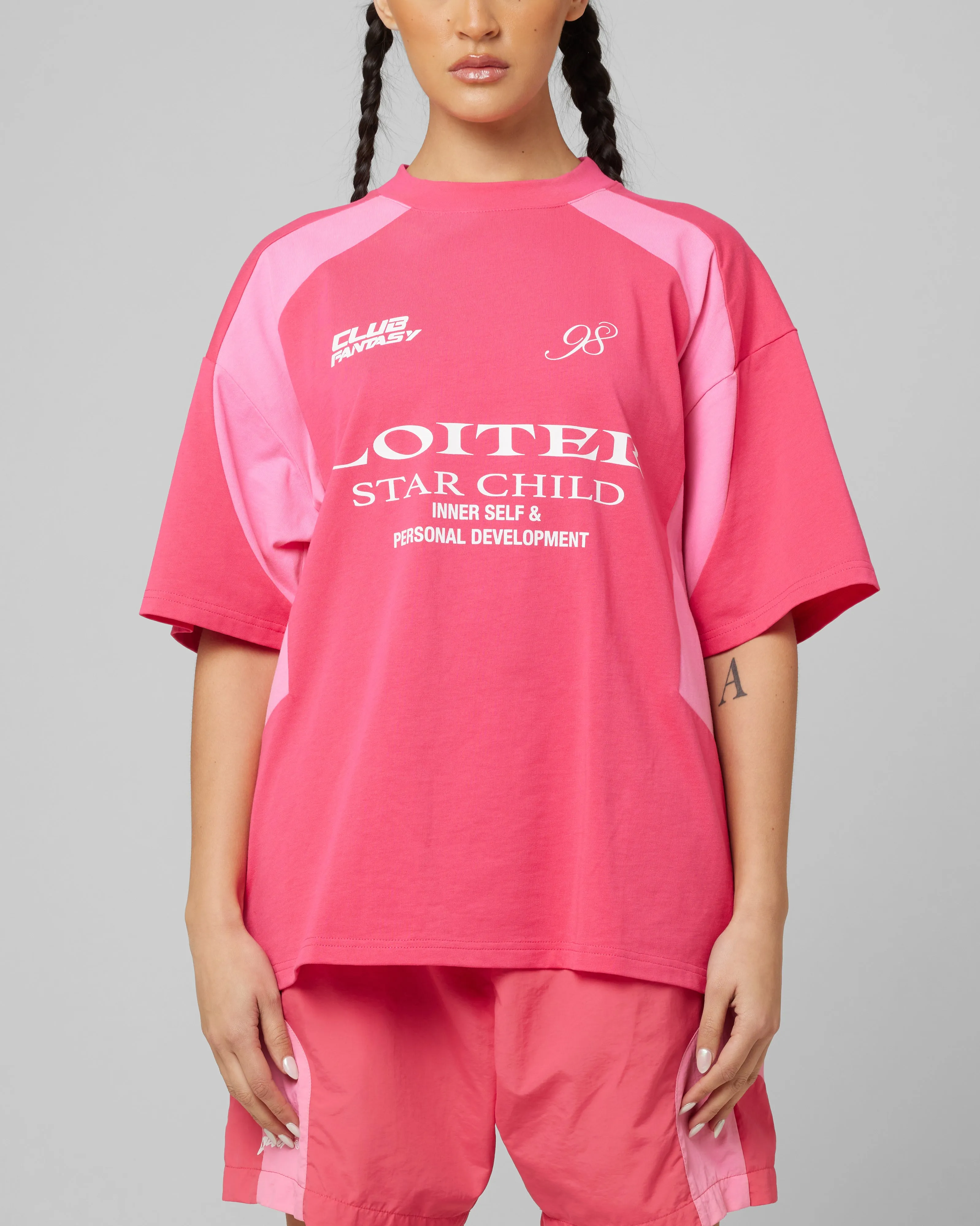 ★MAINBOOTH★Sunny Side Raglan T-shirt(PINK)★正規品/送料込 Super Soft Embroidered Brushed Rib Long Sleeve T-Shirt
