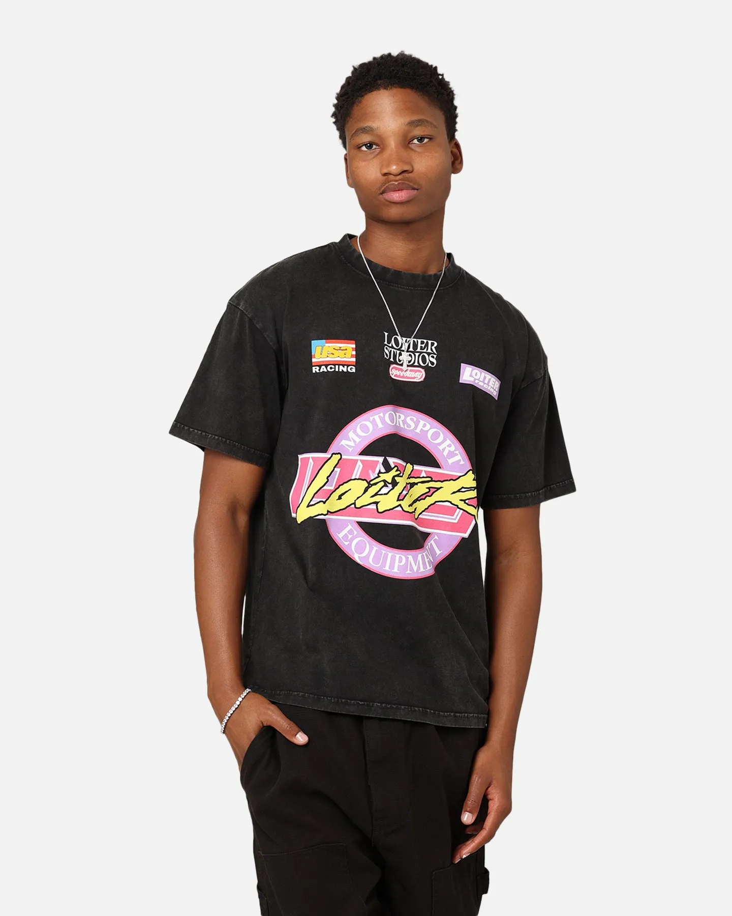 Loiter Motorsport T-Shirt Black Acid Wash sold by Culture Kings product image thumbnail 2