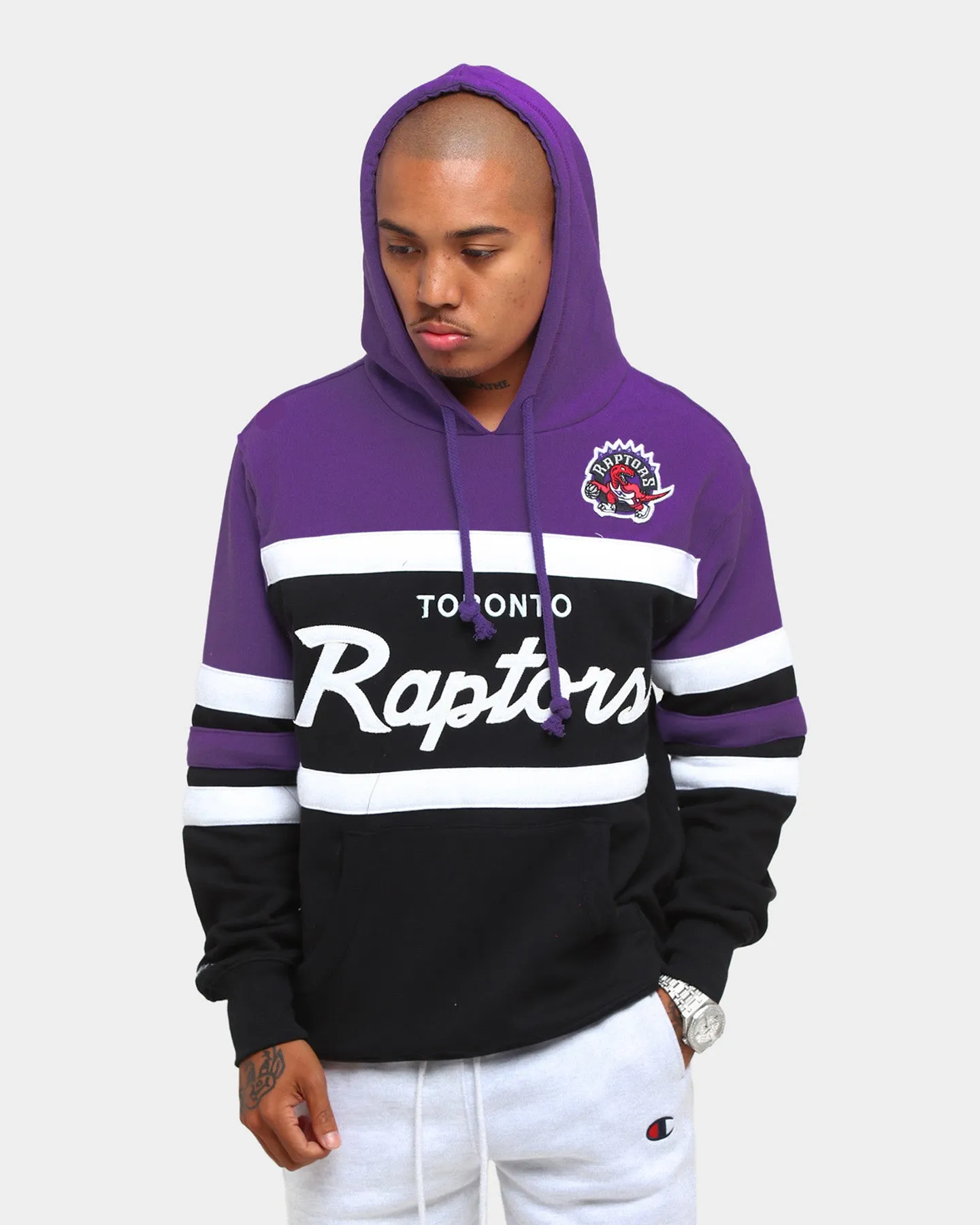 Mitchell & Ness Men's Toronto Raptors Head Coach Hoodie Black/Purple sold by Culture Kings