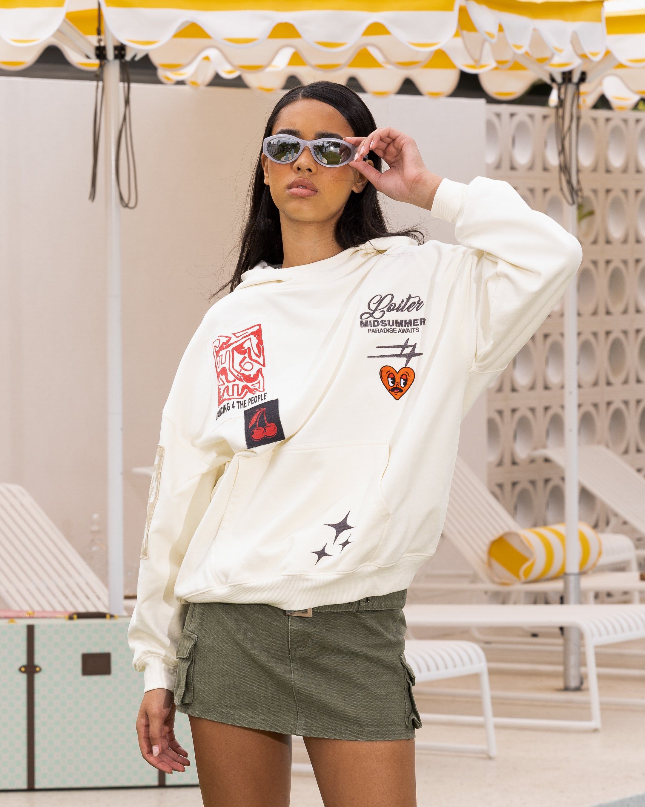 Loiter Patchwork Hoodie Off White sold by Culture Kings