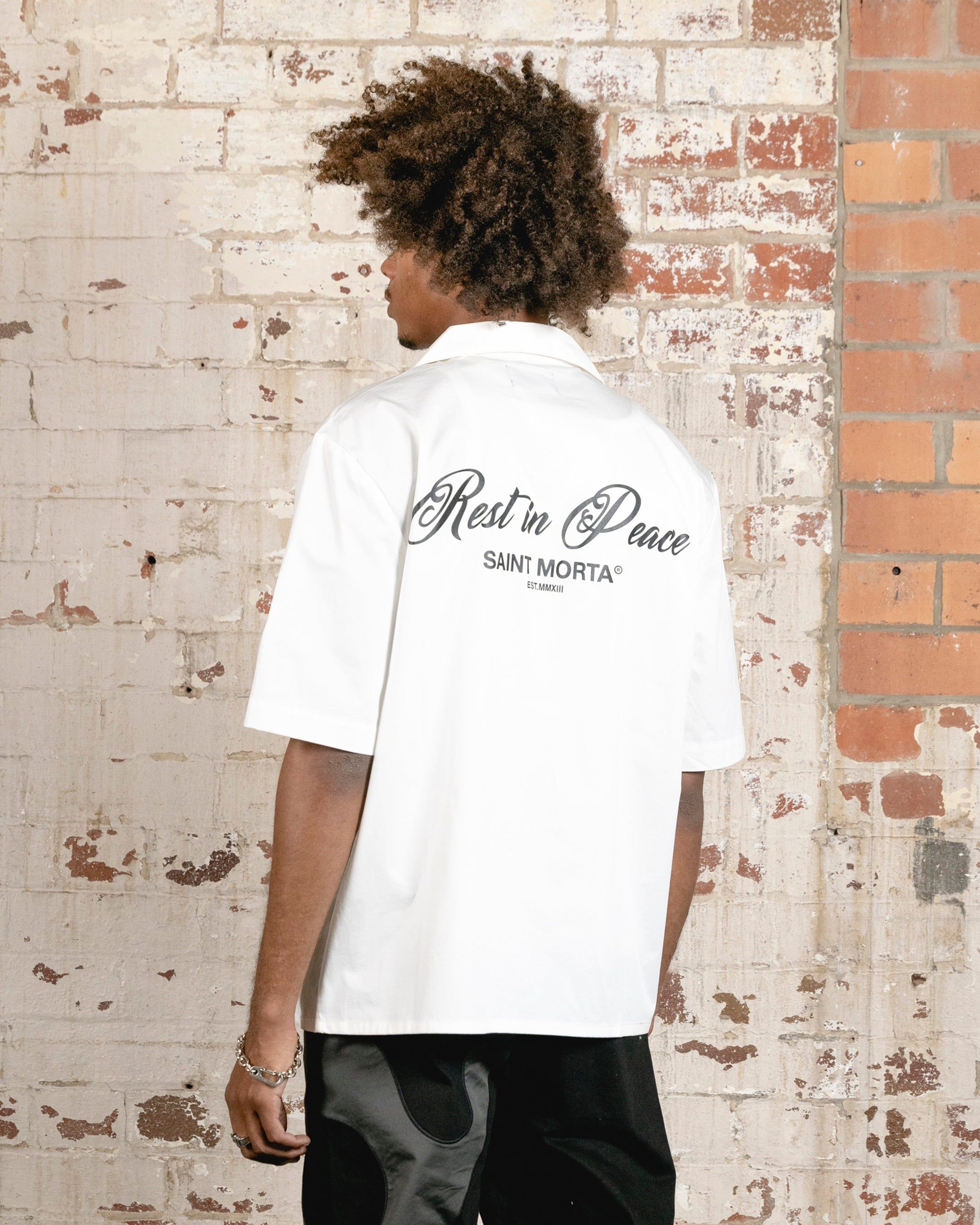 Saint Morta Rest In Piece Short Sleeve Shirt Off White/Maroon sold by Culture Kings product image thumbnail 2