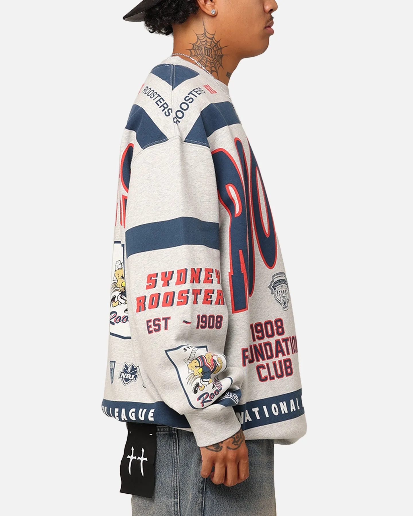 Mitchell & Ness Sydney Roosters Team Crewneck Grey Marle sold by Culture Kings product image thumbnail 5