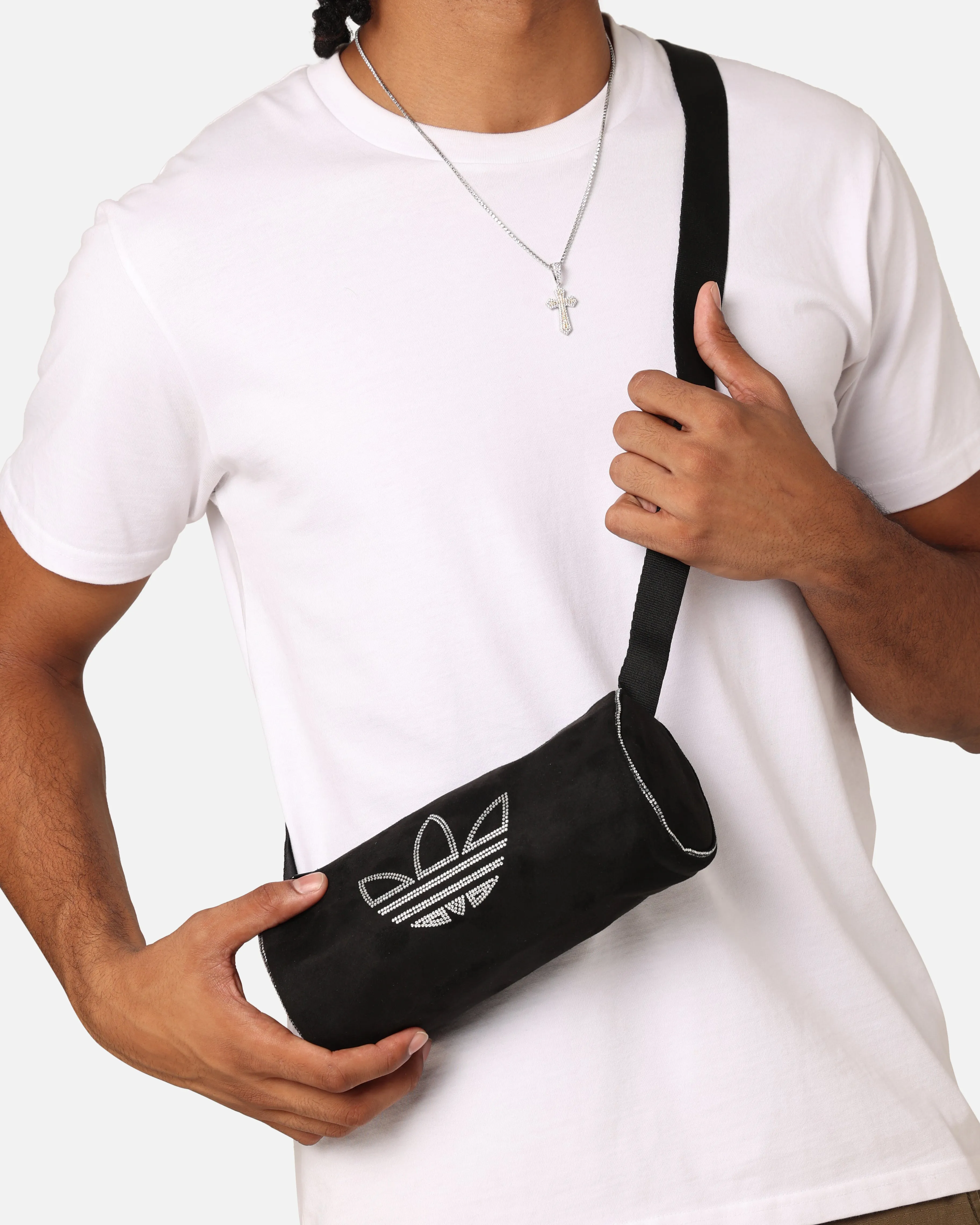 ADIDAS【送料込】Rhinestone Fake Suede Shoulder Bag Adidas Rhinestones Fake Suede Mini Duffel Bag Black
