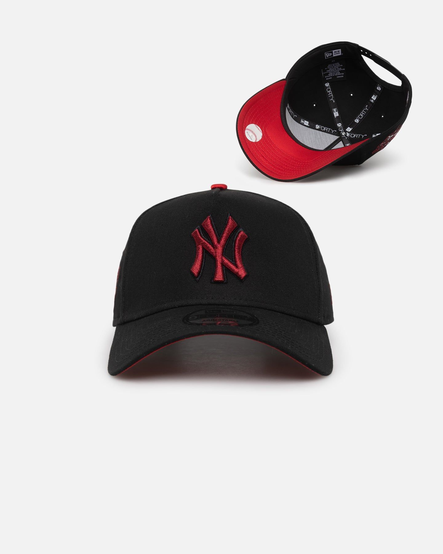 New Era New York Yankees 'Satin Scarlet' 9FORTY A-Frame Snapback Black/Scarlet sold by Culture Kings