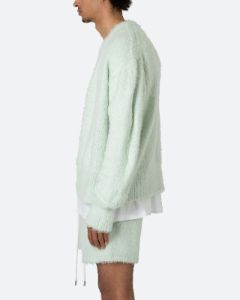 MNML Fuzzy Cardigan Sweater Mint sold by Culture Kings