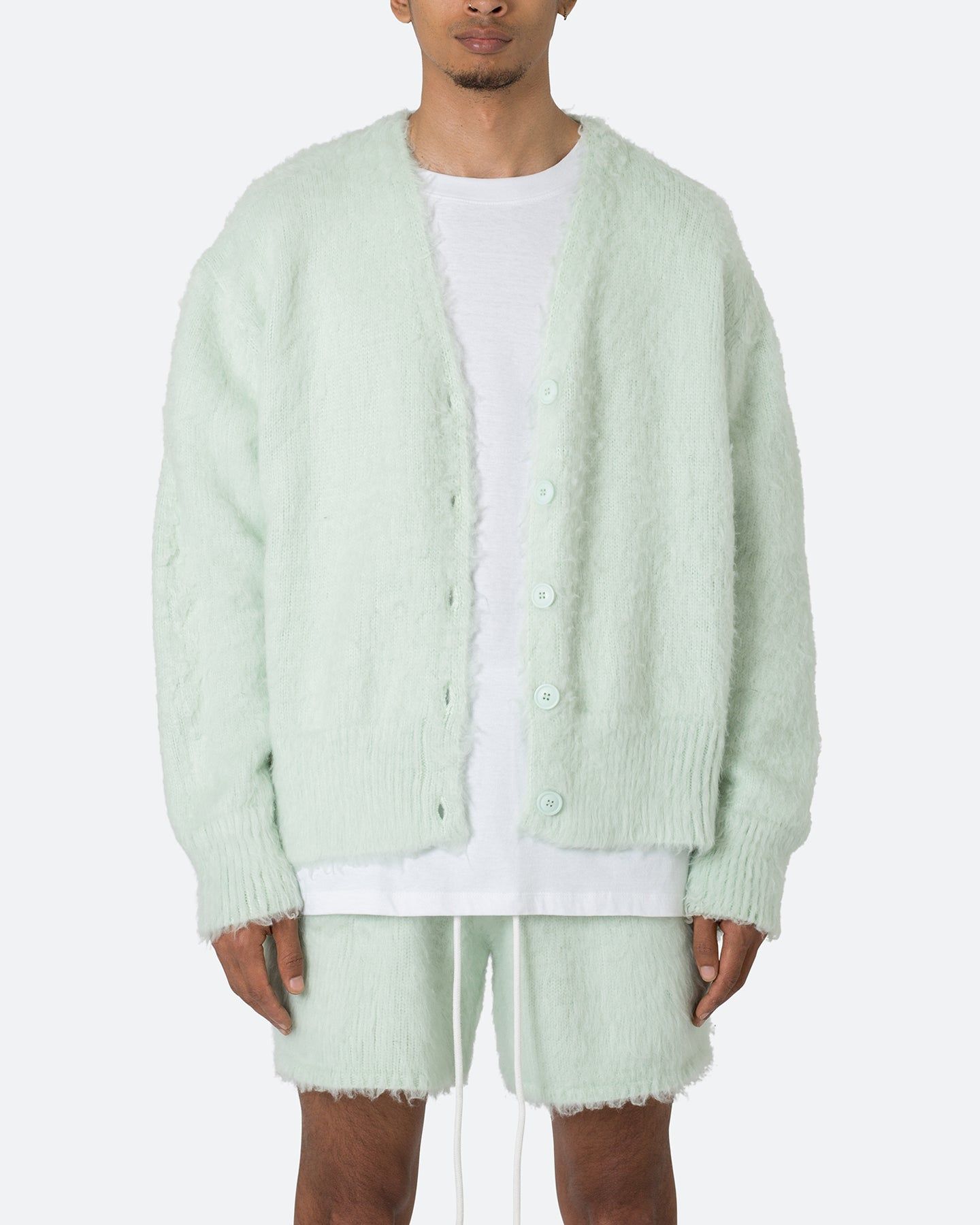 MNML Fuzzy Cardigan Sweater Mint sold by Culture Kings product image thumbnail 3