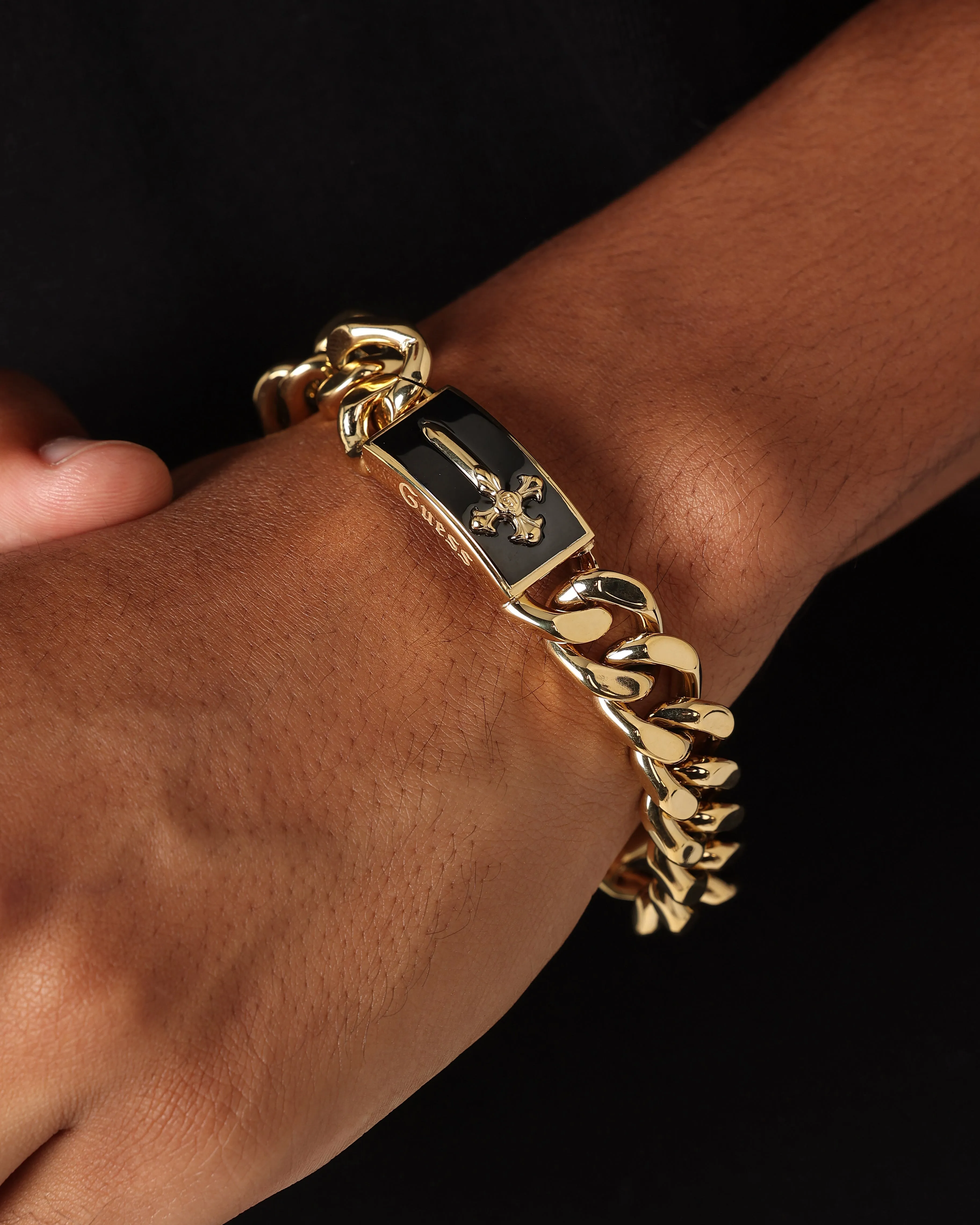 Guess Mainline South Alameda Shield Tag Bracelet Yellow Gold sold by Culture Kings