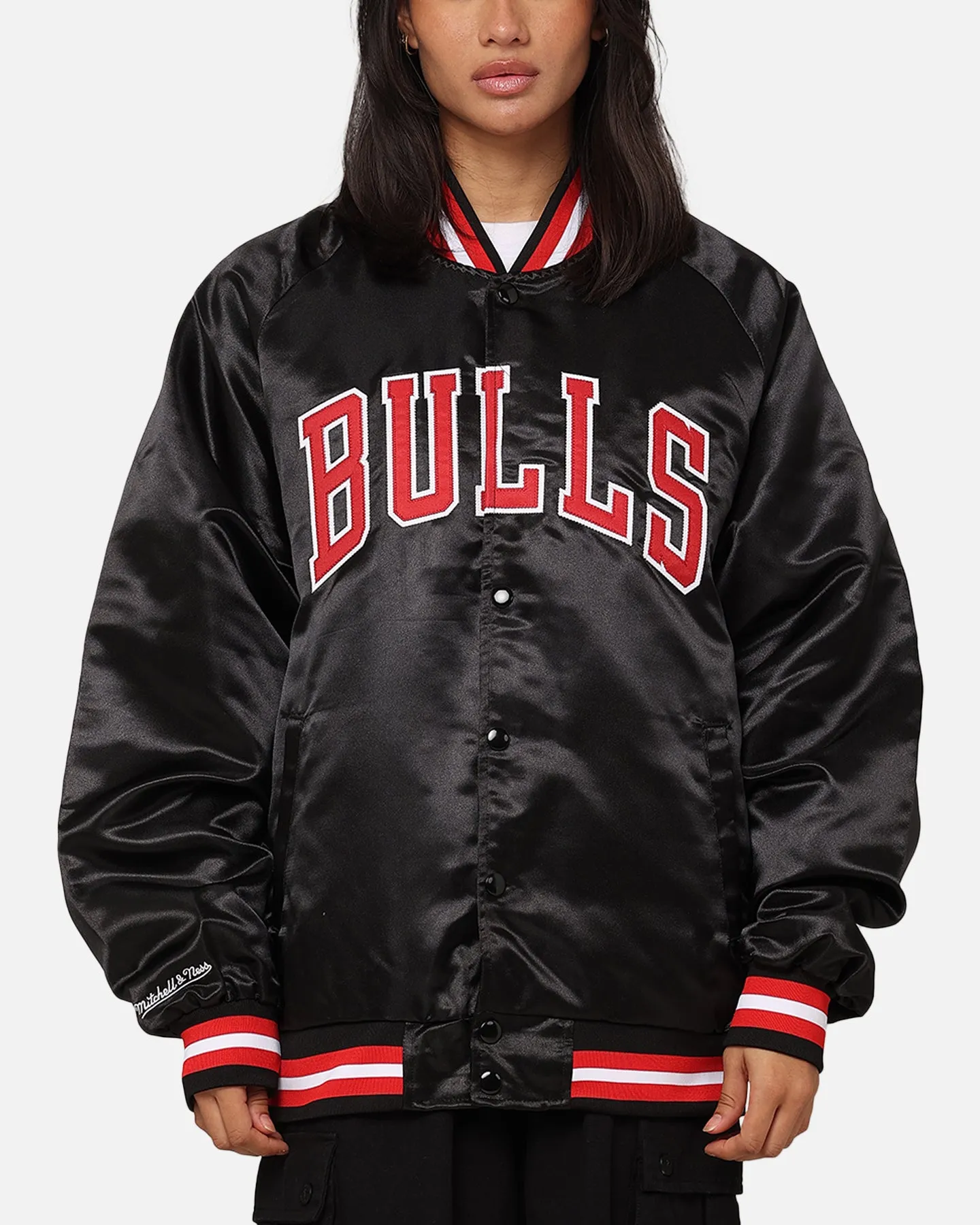 Mitchell & Ness Chicago Bulls Lightweight Satin Jacket Black sold by Culture Kings
