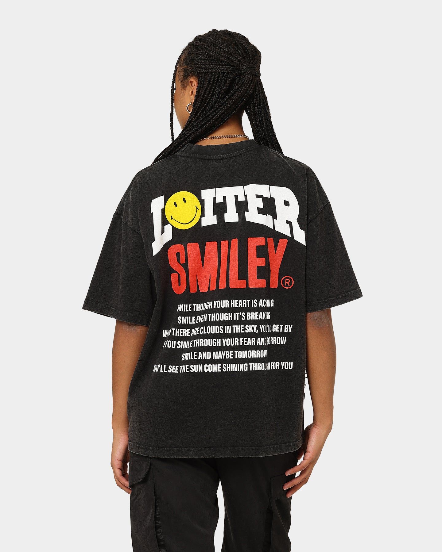 Loiter X Smiley Electric Smile Vintage T-Shirt Vintage Black sold by Culture Kings product image thumbnail 2