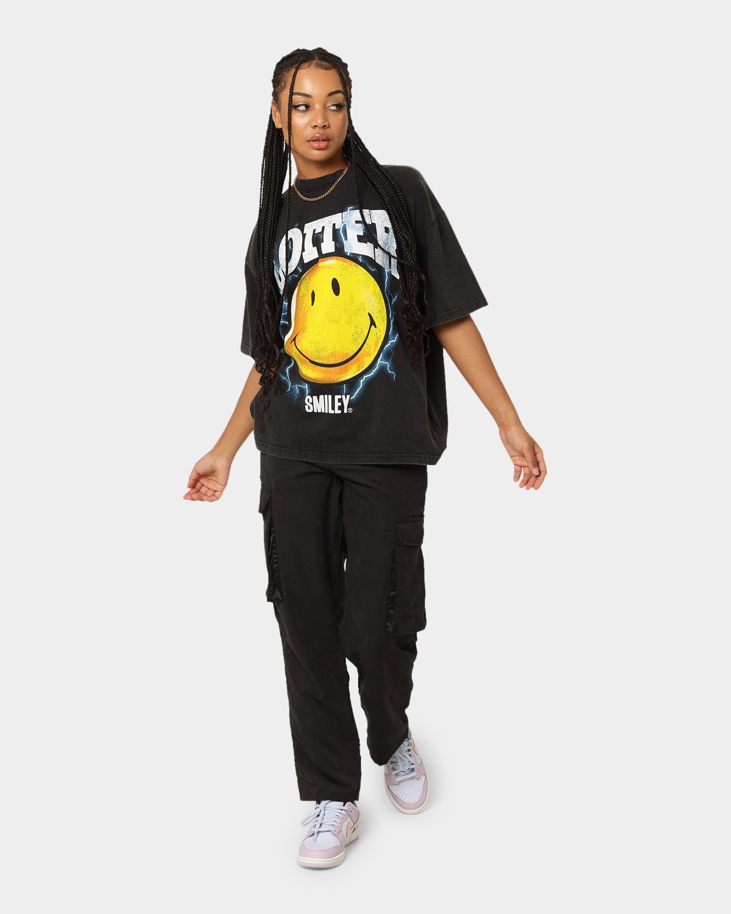 Loiter X Smiley Electric Smile Vintage T-Shirt Vintage Black sold by Culture Kings product image thumbnail 3