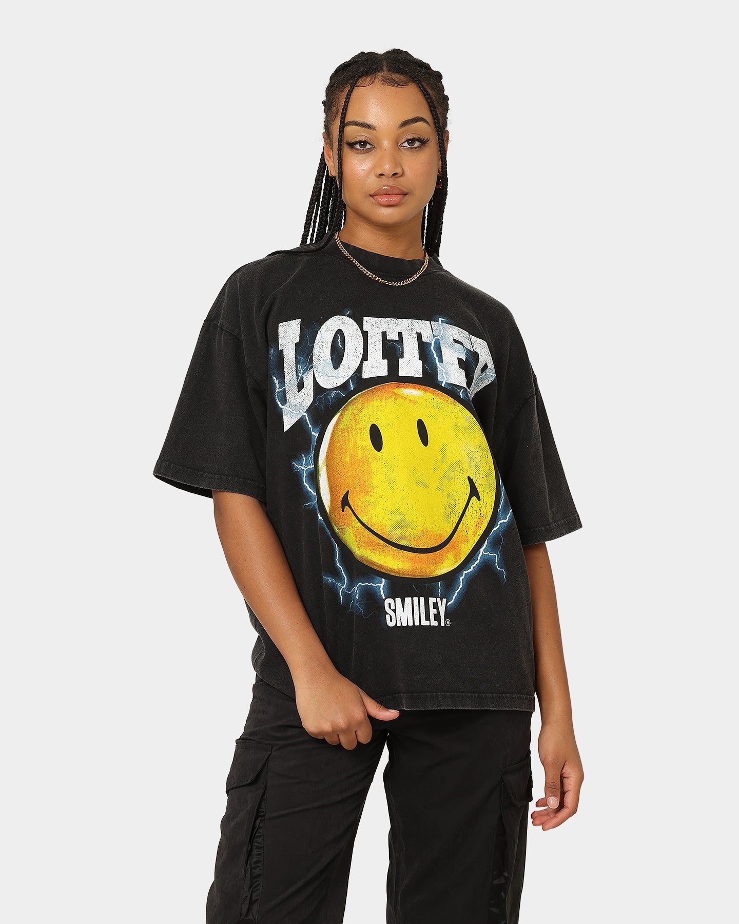 Loiter X Smiley Electric Smile Vintage T-Shirt Vintage Black sold by Culture Kings