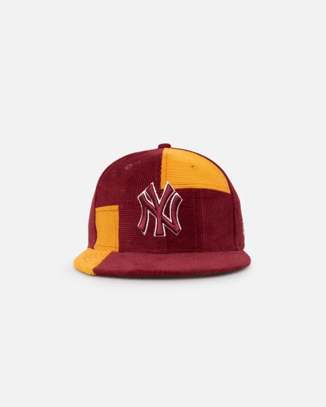 New Era New York Yankees 'Maroon Patchwork Corduroy' 59FIFTY Fitted Maroon/Yellow sold by Culture Kings