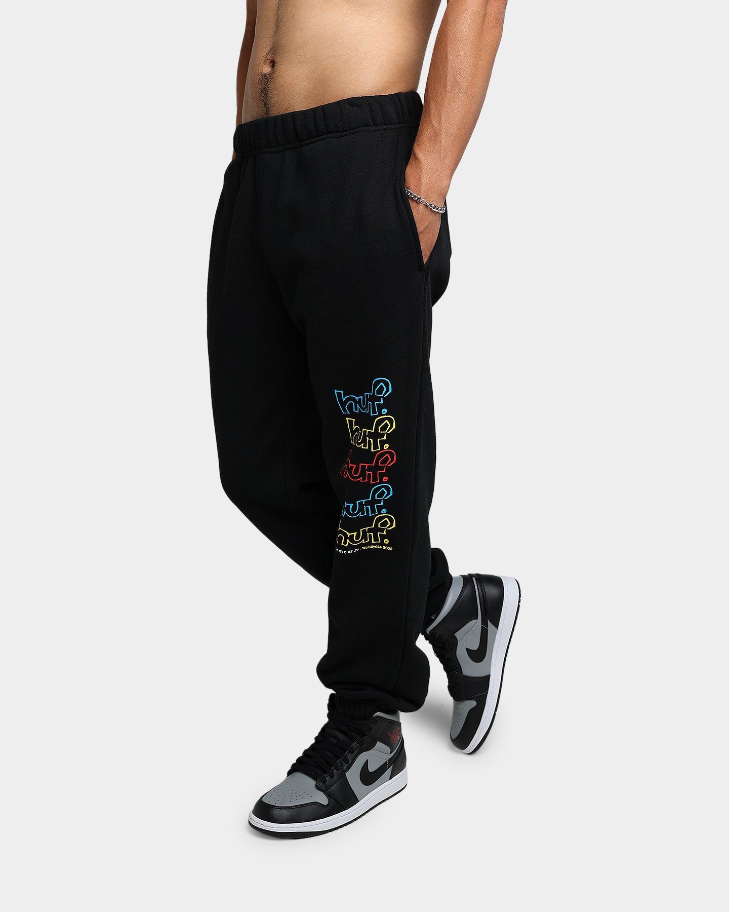 HUF Drop Out Stack Fleece Track Pants Black sold by Culture Kings
