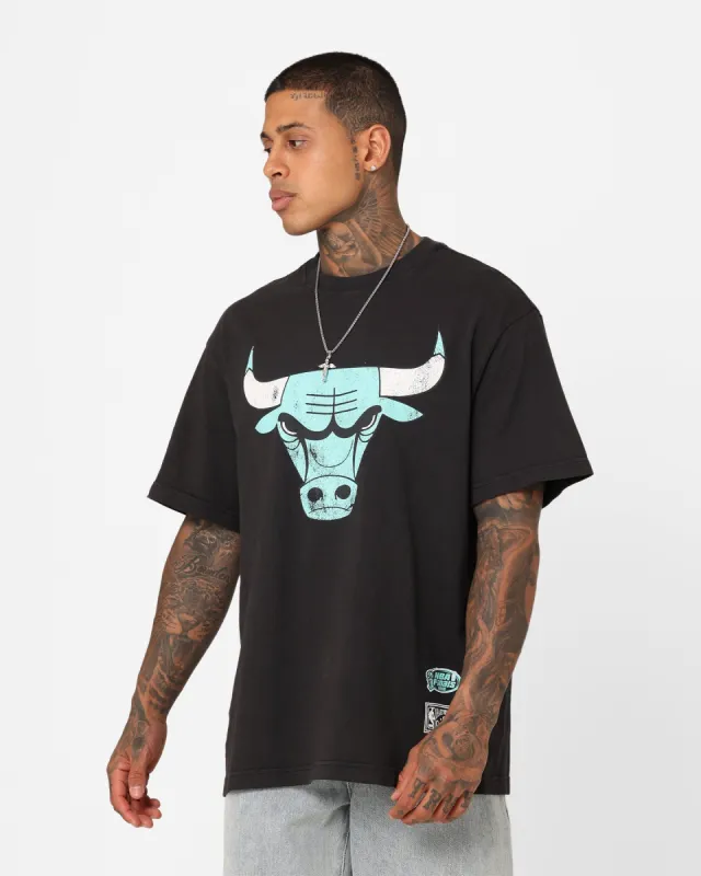 Mitchell & Ness Chicago Bulls Ice Blue Logo T-Shirt Faded Black sold by Culture Kings
