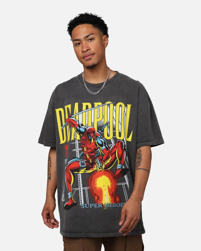 Marvel Deadpool Comic Heavyweight T-Shirt Black Wash sold by Culture Kings
