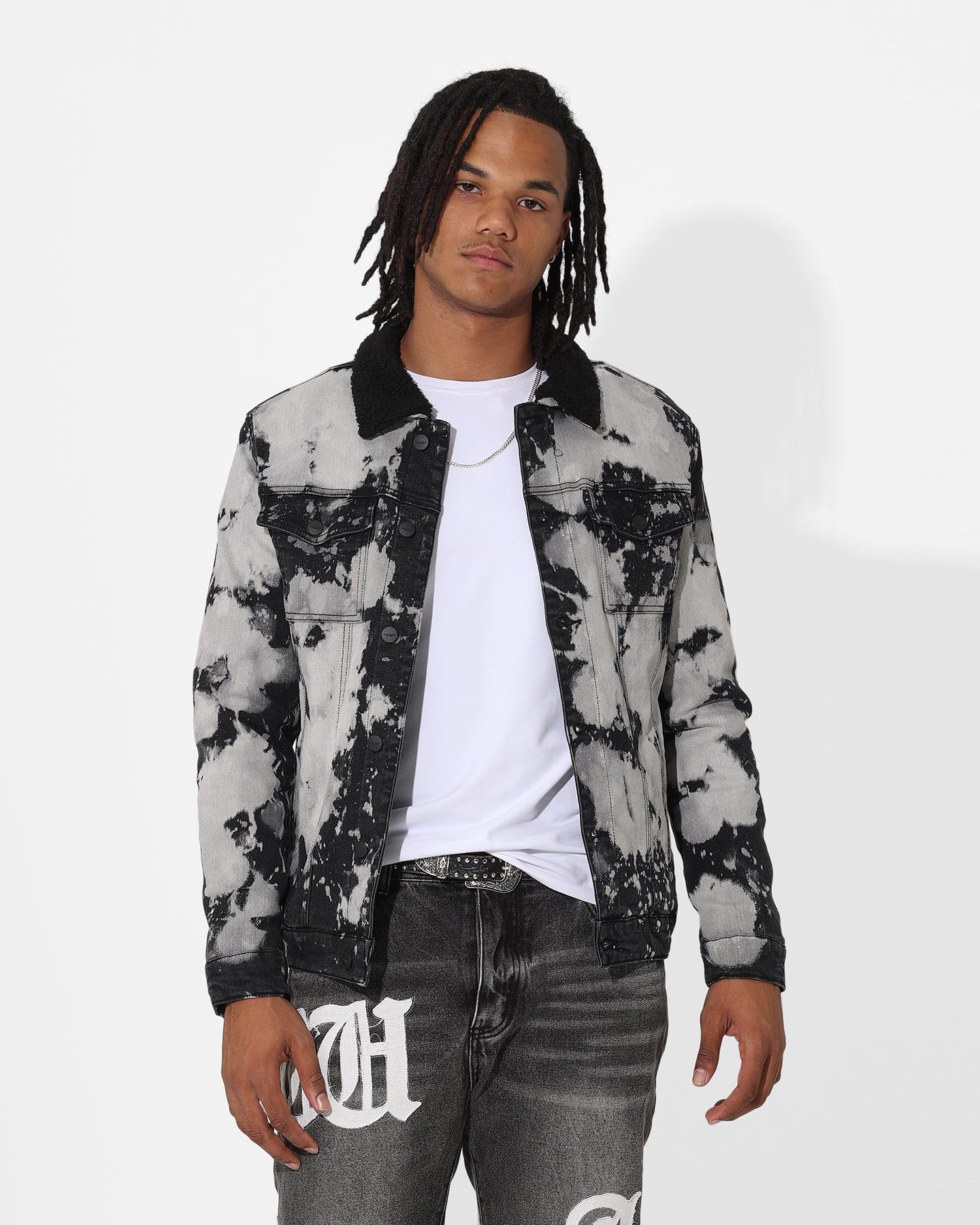Saint Morta Splat Sherpa Jacket Black/Grey sold by Culture Kings