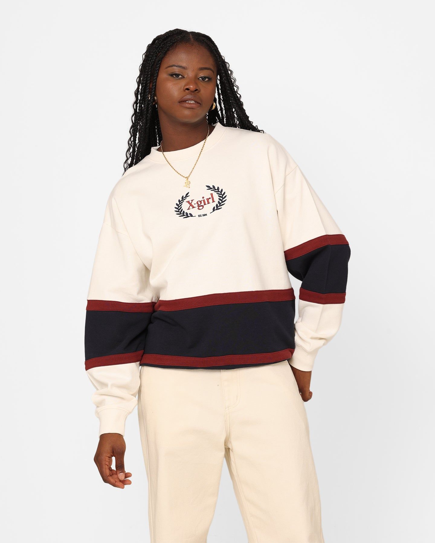 X-Girl Women's College Sweat Crewneck White sold by Culture Kings